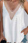 Lace Detail Eyelet V-Neck Tank