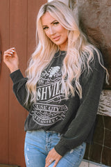 Black NASHVILLE MUSIC CITY Corded Graphic Sweatshirt