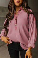 Waffle Long Sleeve Henley Top