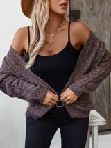 Cable-Knit Open Front Long Sleeve Cardigan