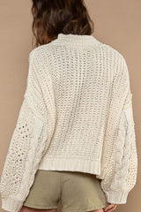 POL Mock Neck Cable Knit Sweater