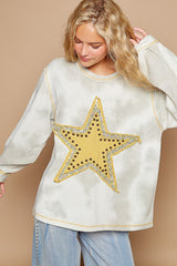 Washed Star Patch With Studded Top