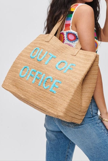 Out Of Office Straw Beach Tote